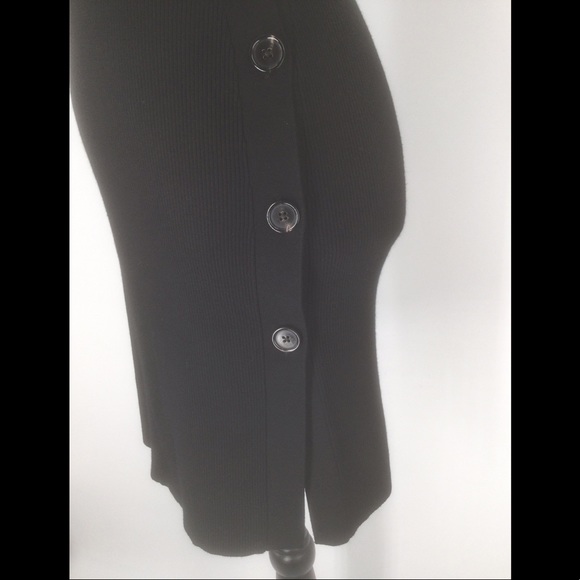 Elizabeth and James Elmira Button Up Side Slit Small Black Sweater Dress - Picture 9 of 13
